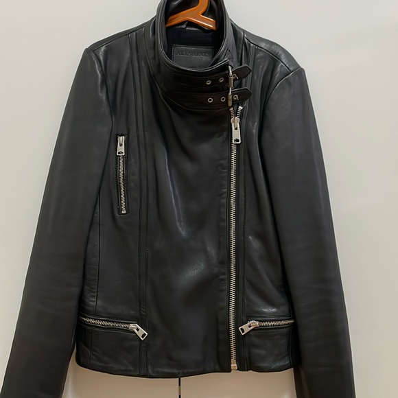All Saints Bales Biker Jacket size 0 Black - Picture 6 of 15